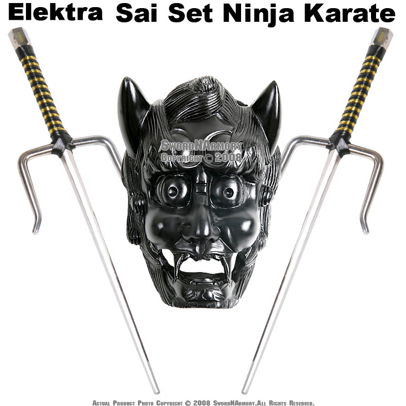 Set of 2 19" Octagon Sai Set Ninja Karate with Black Kami Display