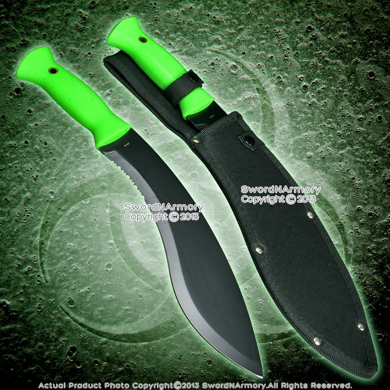 16" Zombie Hunter Machete Fixed Blade Khukri Survival Knife Serrate