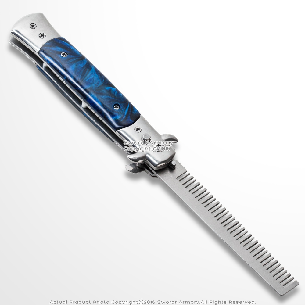 Fantasy Automatic Push Button Folding Comb Switchblade Knife Looking