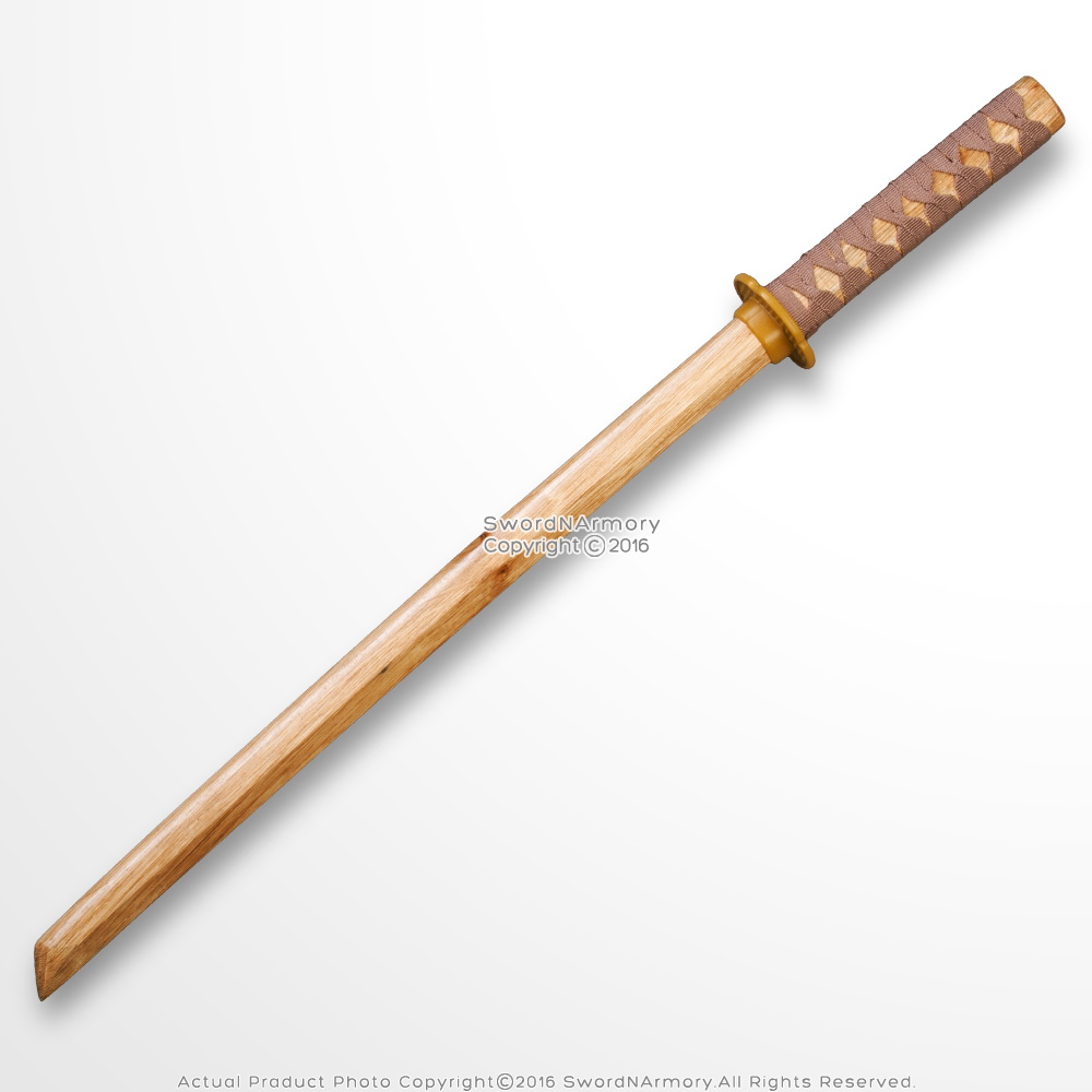 Set of 2 Natural Wooden Wakizashi Size Bokken Samurai Practice Short