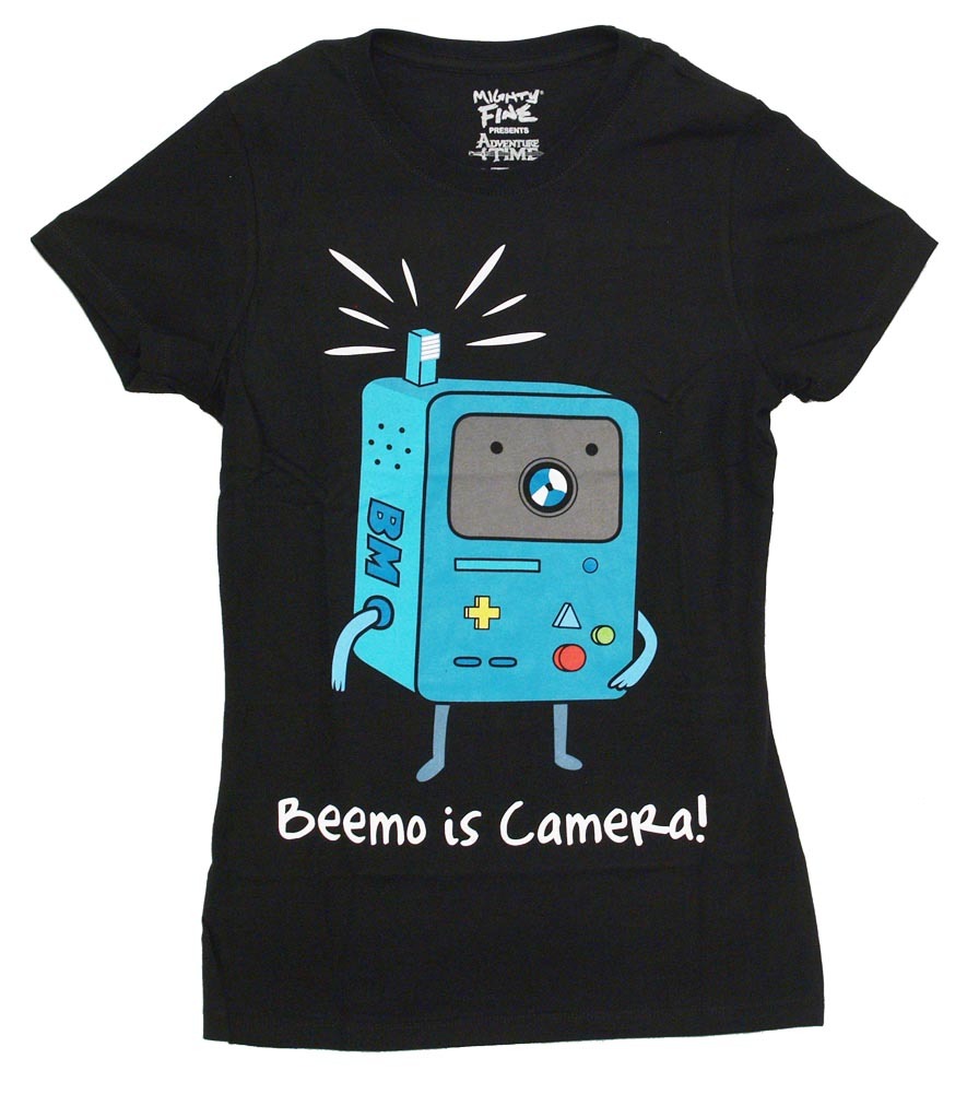 Adventure Time Beemo Is Camera Cartoon Mighty Fine Juniors Babydoll T-Shirt Tee