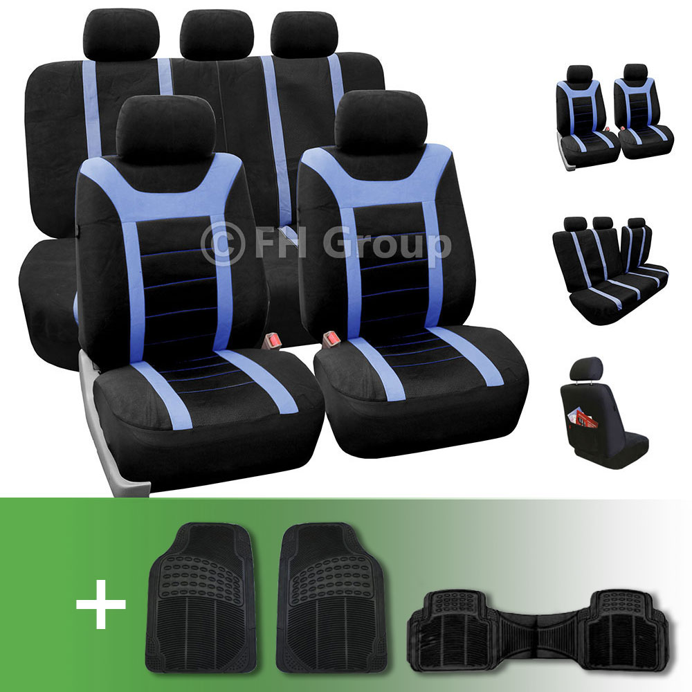 Sports Car Seat Covers Complete Set With Floor Mats Blue