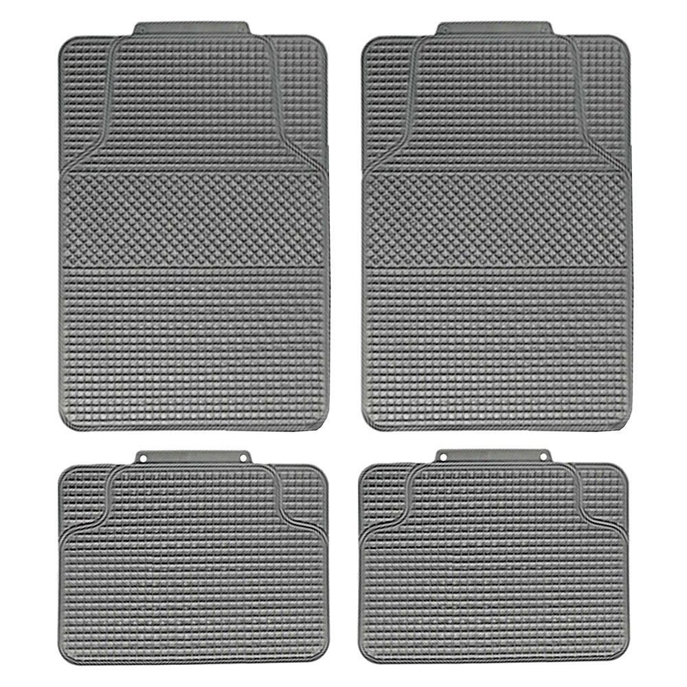 Auto Seat Covers Full Set 4 Headrests Gray Rubber Floor