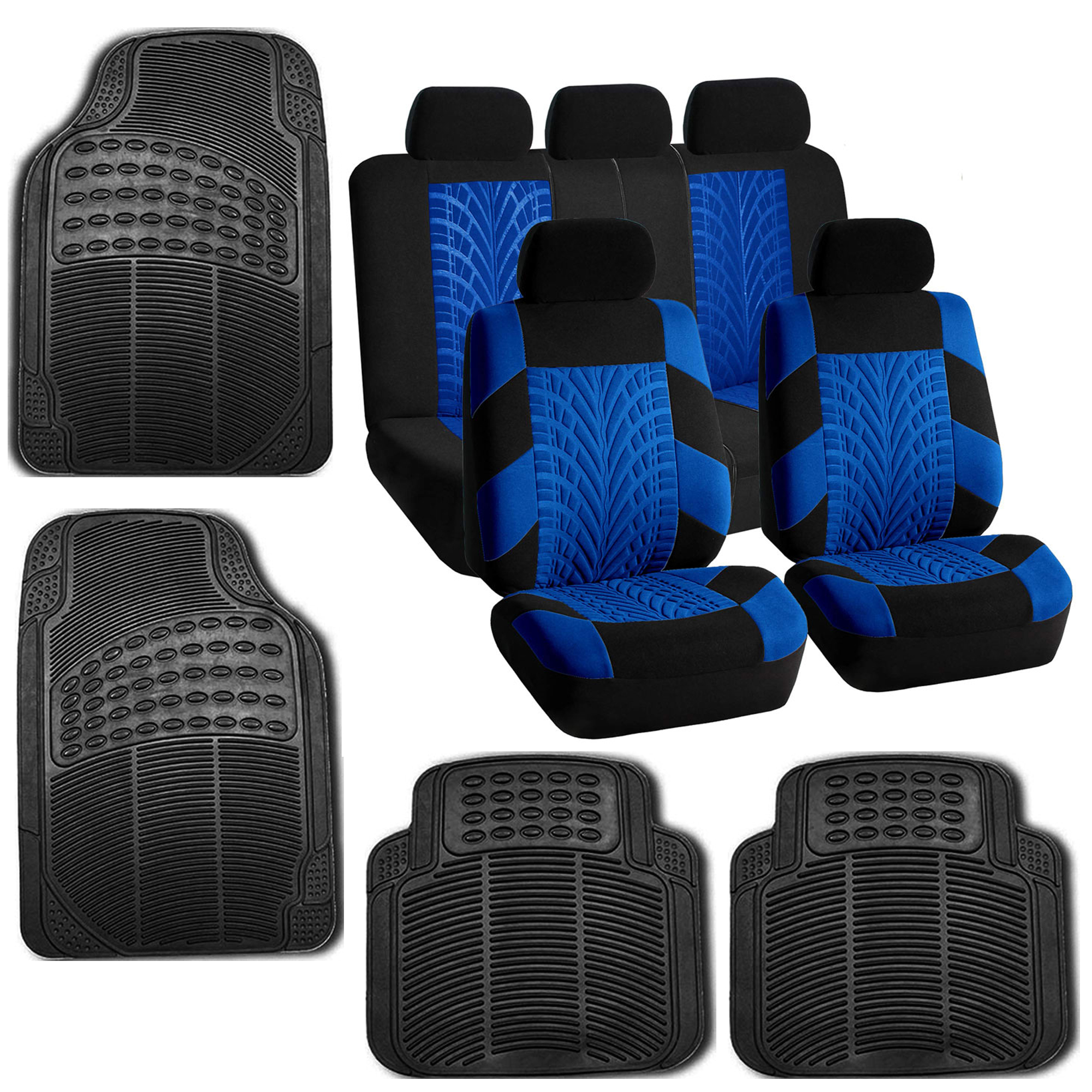 Blue Car Seat Covers Set for Auto w/Floor Mat eBay