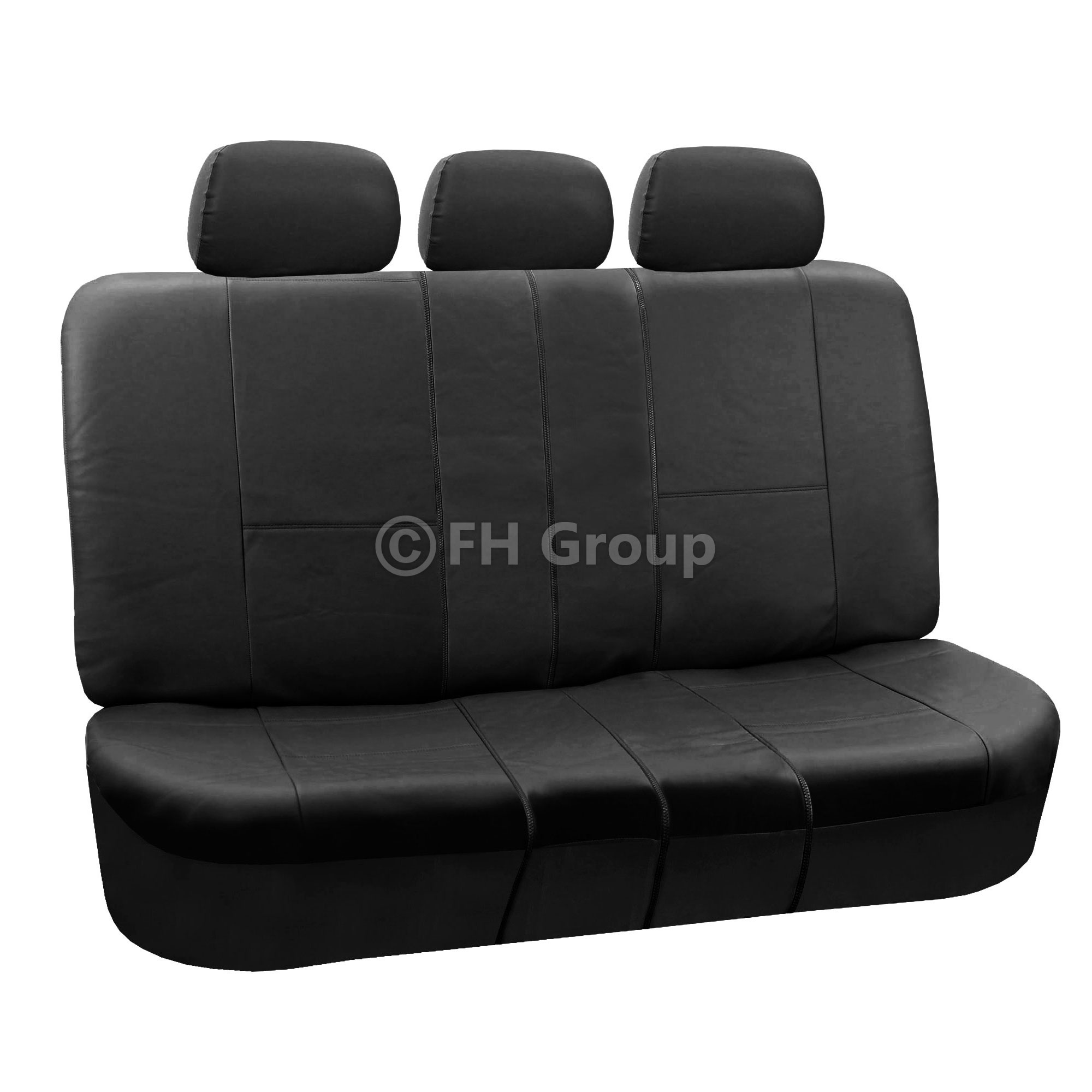 Black Faux Leather Car Seat Cover Set Headrests Floor Mat Set eBay