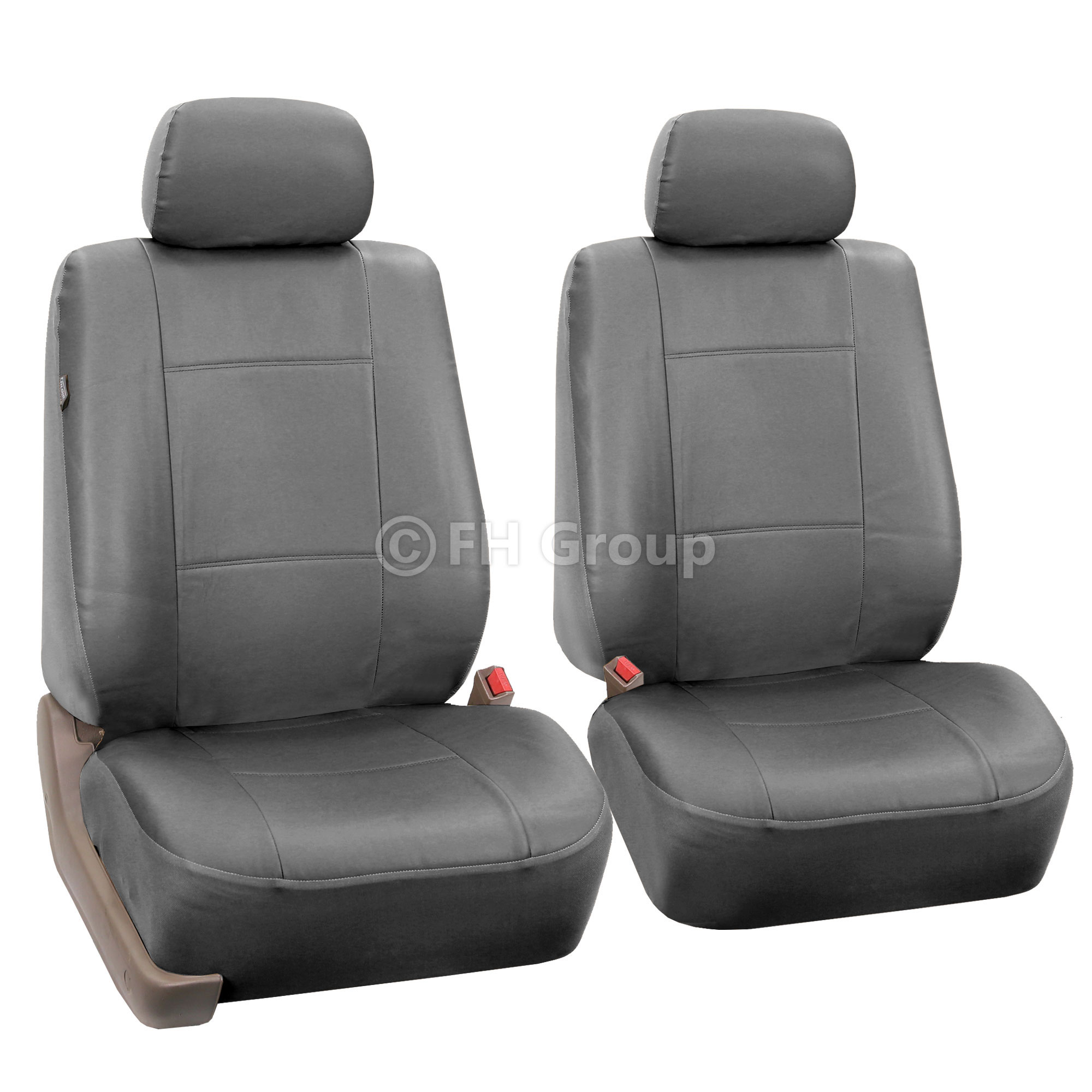 Pair Bucket PU Leather Seat Covers for Detachable Headrest Airbag