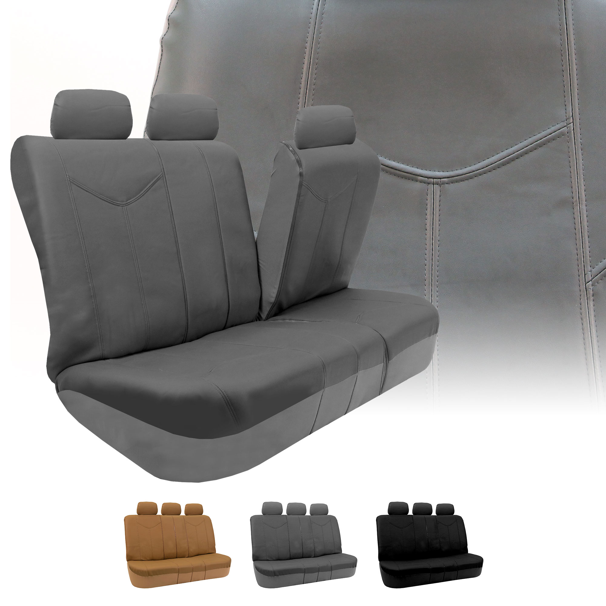 Rome PU Leather Car Seat Covers Full Set Air Bag Safe & Split Bench