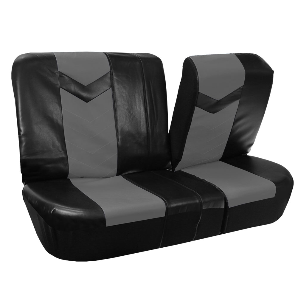 Complete PU Leather Car Seat Covers Set Gray Black For Car SUV Truck eBay