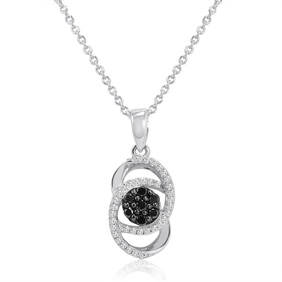 1/4ct tw Black and White Diamond Pendant in .925 Sterling Silver eBay