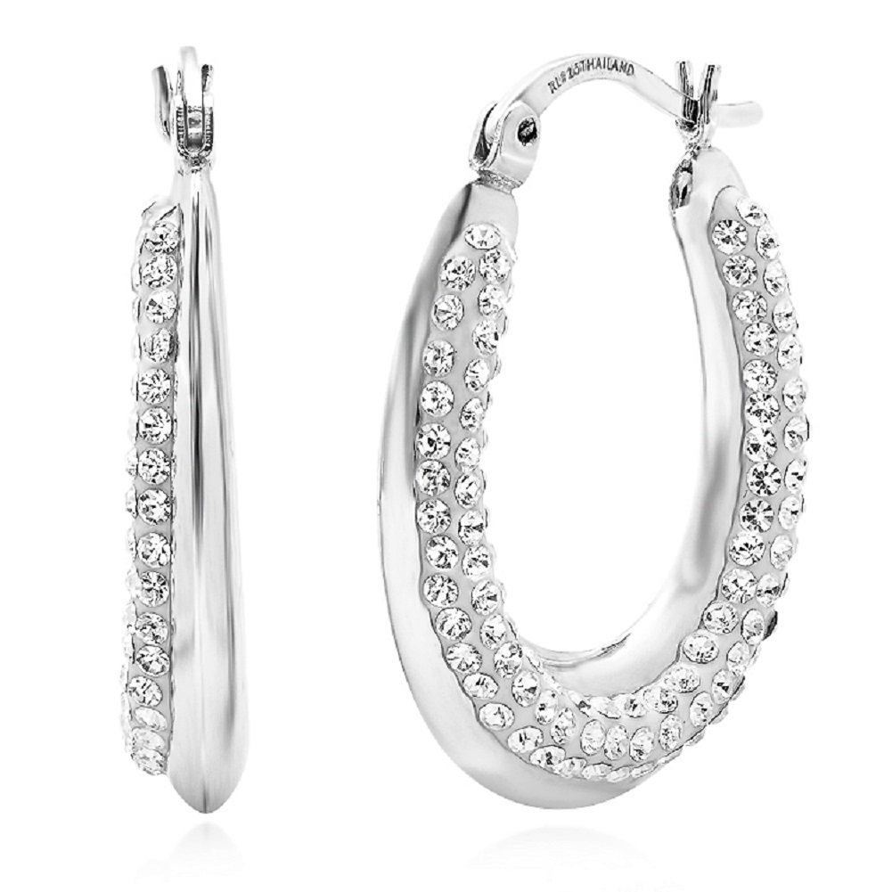 Sterling Silver Hoop Earrings made with Swarovski Crystals eBay