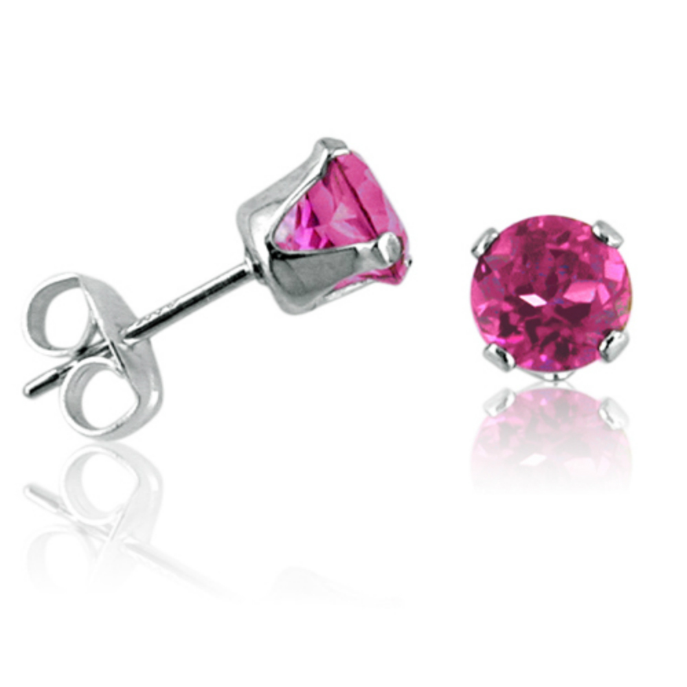 1ct Round Pink Topaz Stud Earrings in Sterling Silver eBay