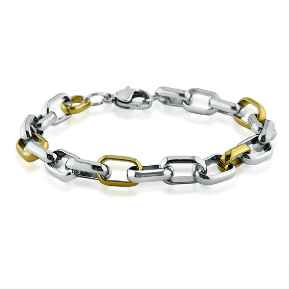 Ladies Two Tone Stainless Steel Chain Link Bracelet 7 1/2 inches eBay