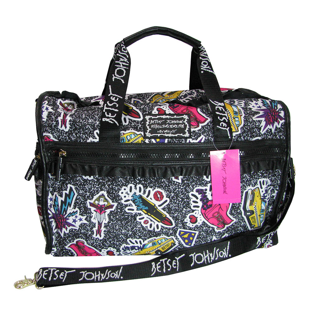 Betsey Johnson Womens Class in Session Weekender Duffel Hand Bag, Black