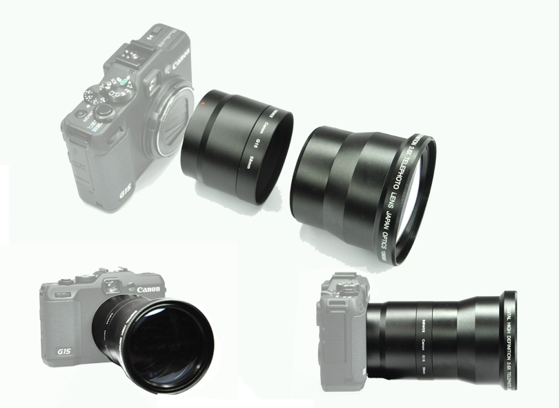 TELEPHOTO 3.6X HD LENS FOR CANON POWERSHOT G15 G16 + LADC58L