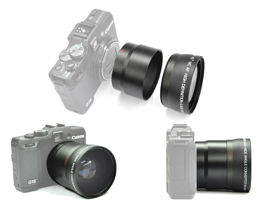 VIVITAR WIDE ANGLE LENS .43X for Canon PowersShot G16 + LADC58L Lens