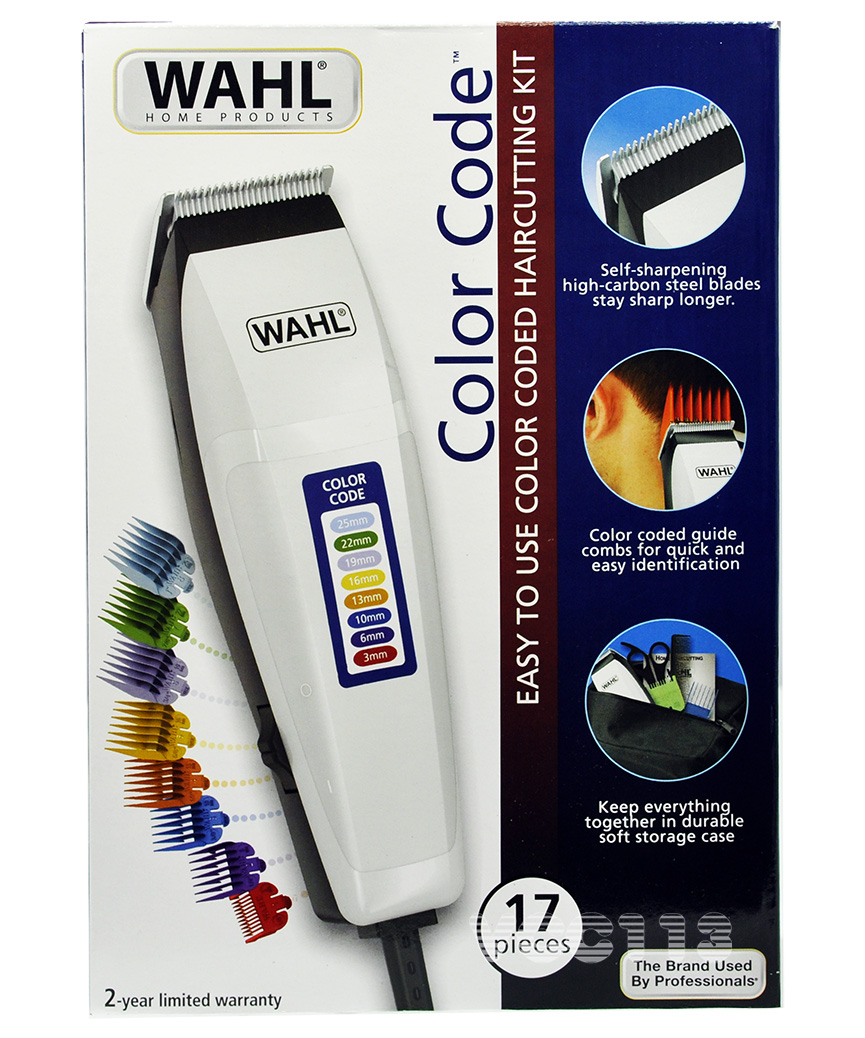 WAHL 17pc Color Code Complete Hair Cutting Kit Clippers ...