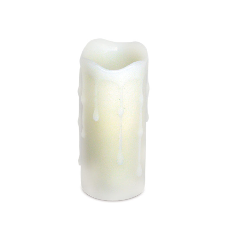 Pack of 6 Ivory Flameless Wax Dripping LED Pillar Candles w/Timer 1.75