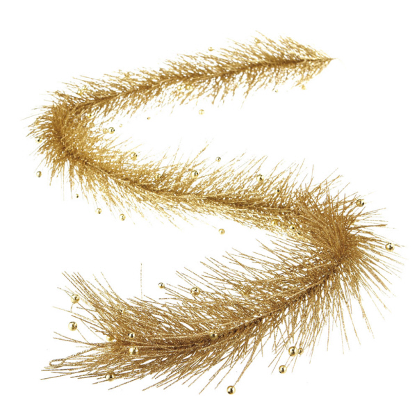 2 Elegant Gold Needle with Scattered Balls Artificial Christmas Garlands 4'