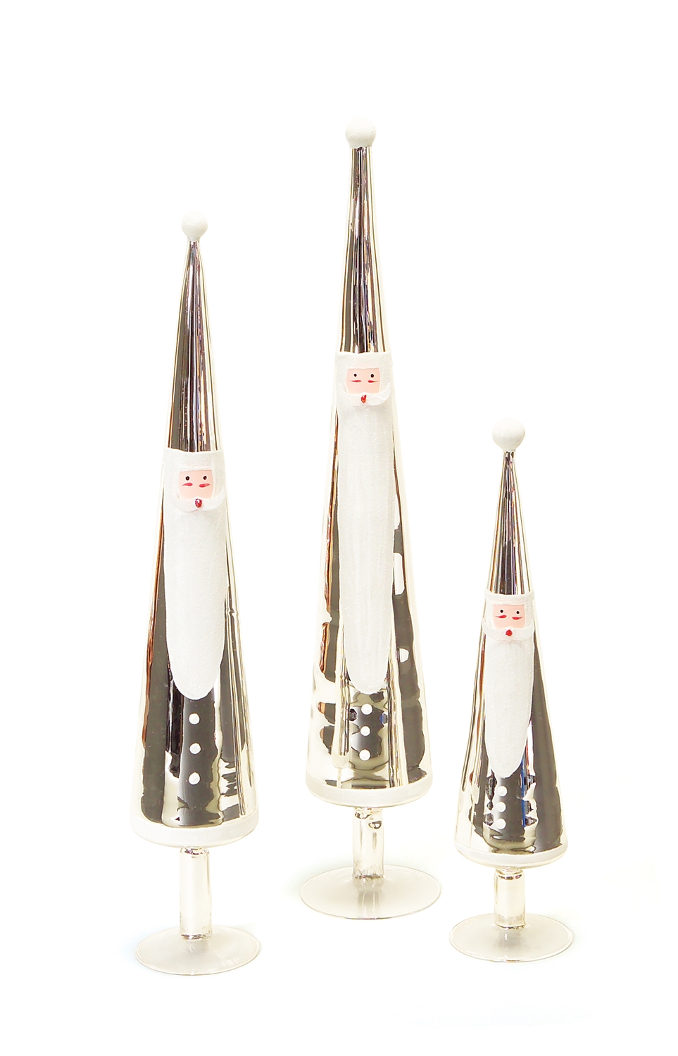 Pack of 6 Christmas Whimsy Silver Santa Claus Cone TableTop Decoration 22 Pack of 6 Christmas Whimsy Silver Santa Claus Cone TableTop Decoration 22