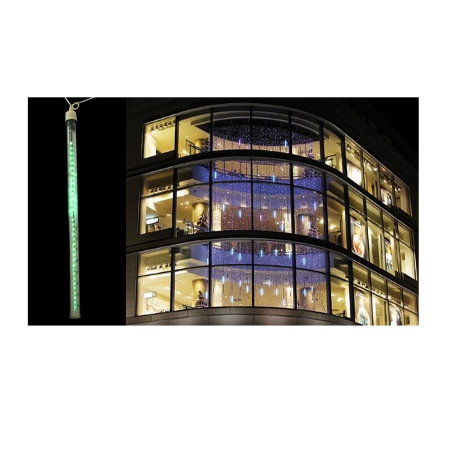 36 LED Lighted Dripping Icicle Tube Christmas Decoration - Green Lights Halloween Costume
