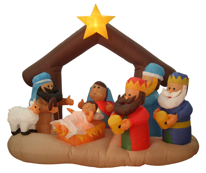 Airblown Inflatable Nativity Scene Lighted Christmas Yard Art ...