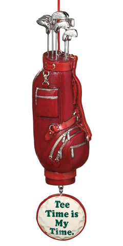 7 Red Golf Bag with Dangle Tee Time is My Time Christmas Ornament Halloween Costume