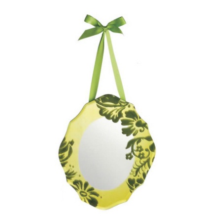 Sugared Fruit Green Velveteen Floral Overlay Mirror Wall Decoration 10