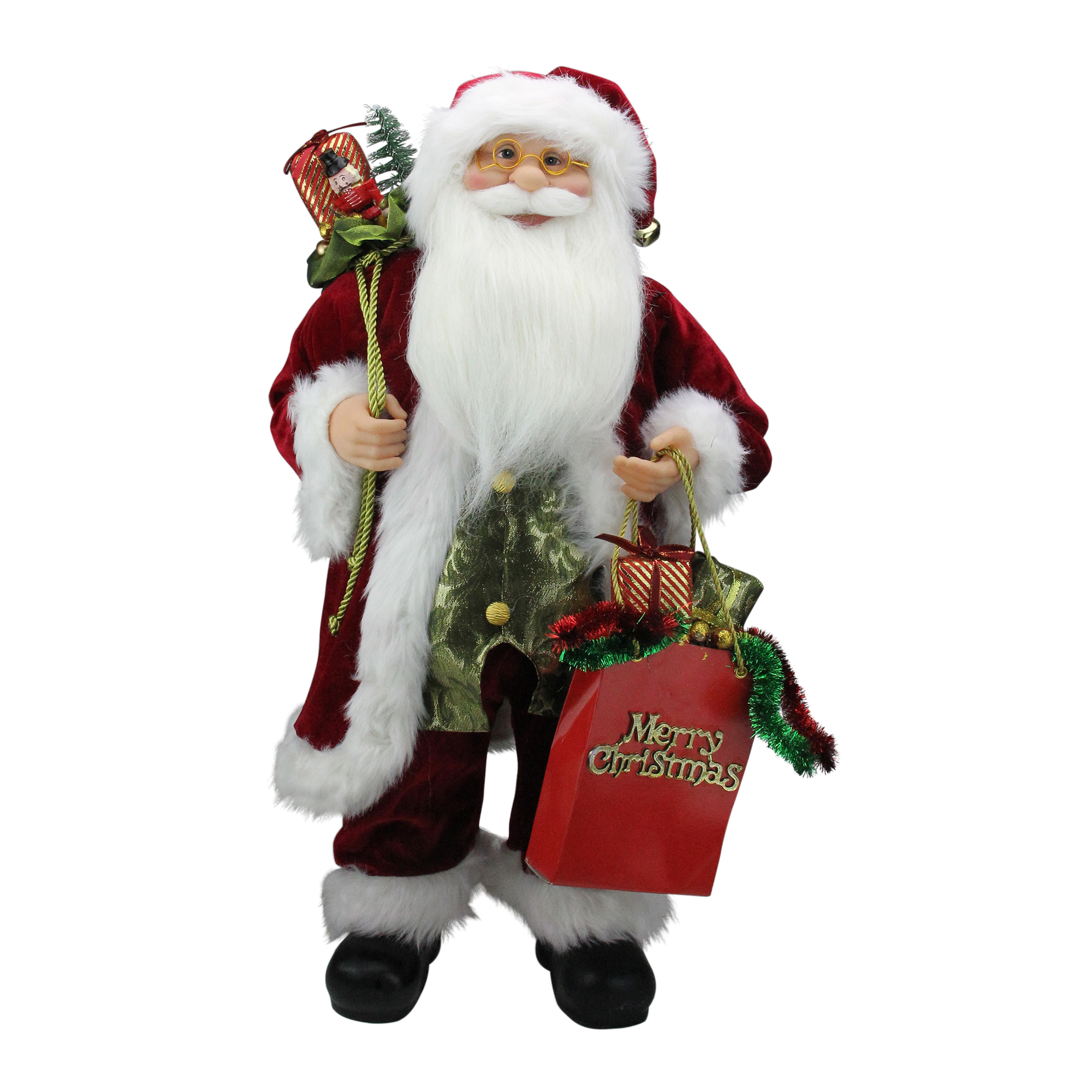 24 quot poinsettia standing santa claus figure with quot merry 24 quot poinsettia standing santa claus figure with quot merry