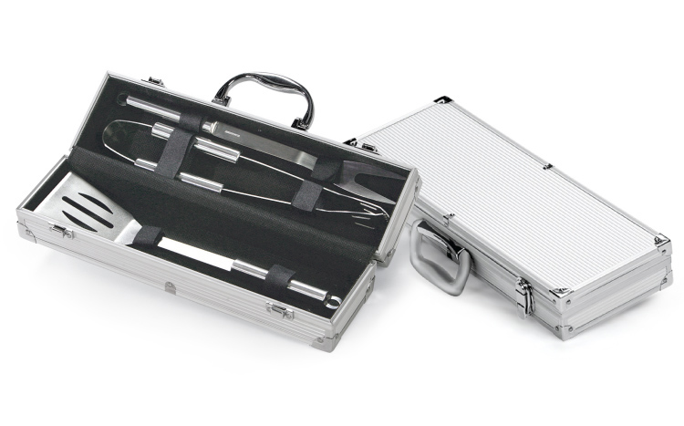 Stainless Steel Gourmet Barbecue Tool Set with Aluminum BBQ Carrying Case