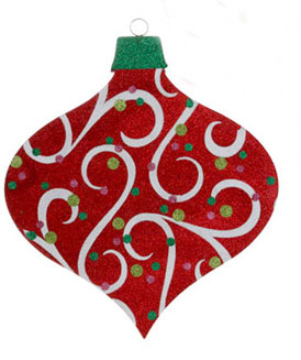 20 Oversized Christmas Brites Red, Green and Pink Glitter Swirl Onion Ornament Halloween Costume