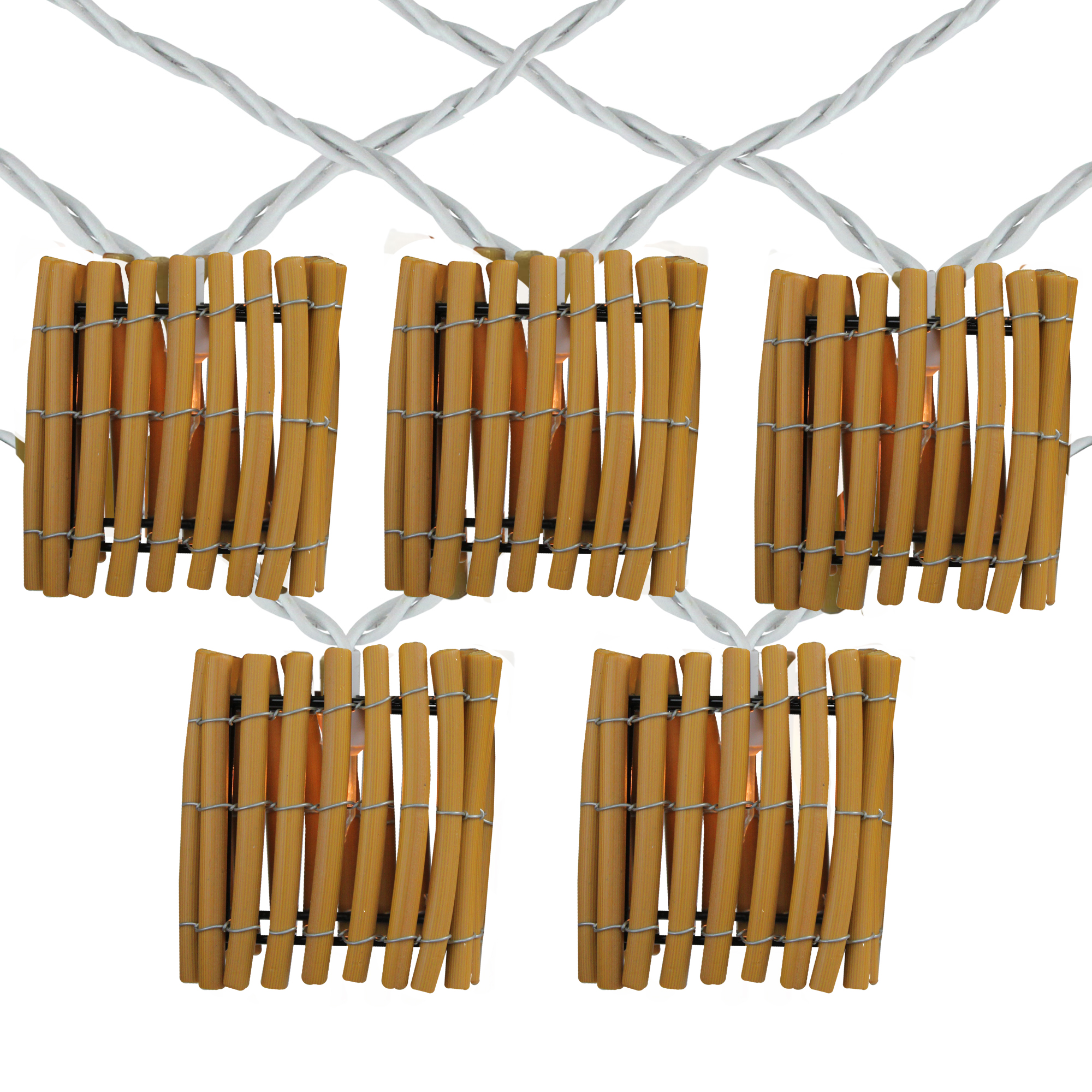 Set of 10 Tiki Bamboo Lantern Summer Garden Patio Christmas Lights - White Wire eBay