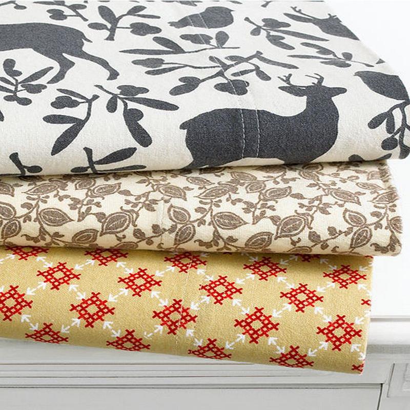 Martha Stewart Flannel Deer Print Queen Sheet Set Ivory/Black NEW eBay