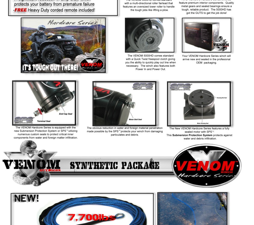 VENOM 5000 LB ATV SYNTHETIC WINCH 5000LB ATV WINCH eBay