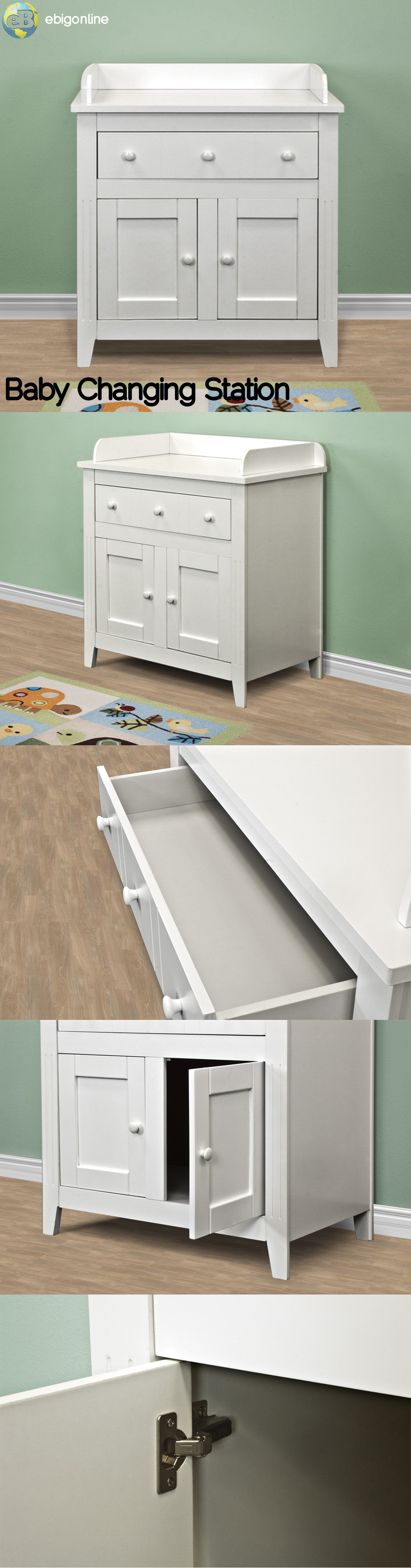 NEW SOLID WOOD WHITE BABY CHANGING TABLE DELUXE UNIT