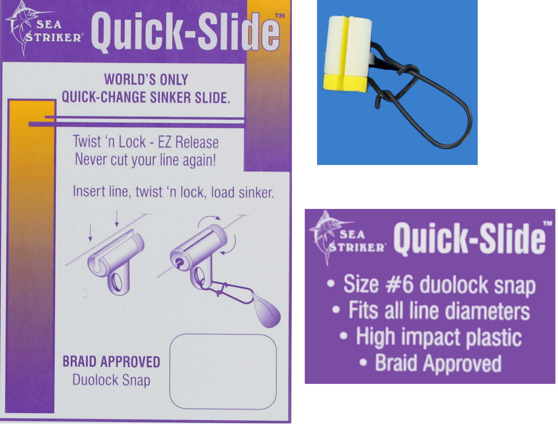 10 Pack Sea Striker Quik Slide 6 Snap Sinker Slide QSD6B