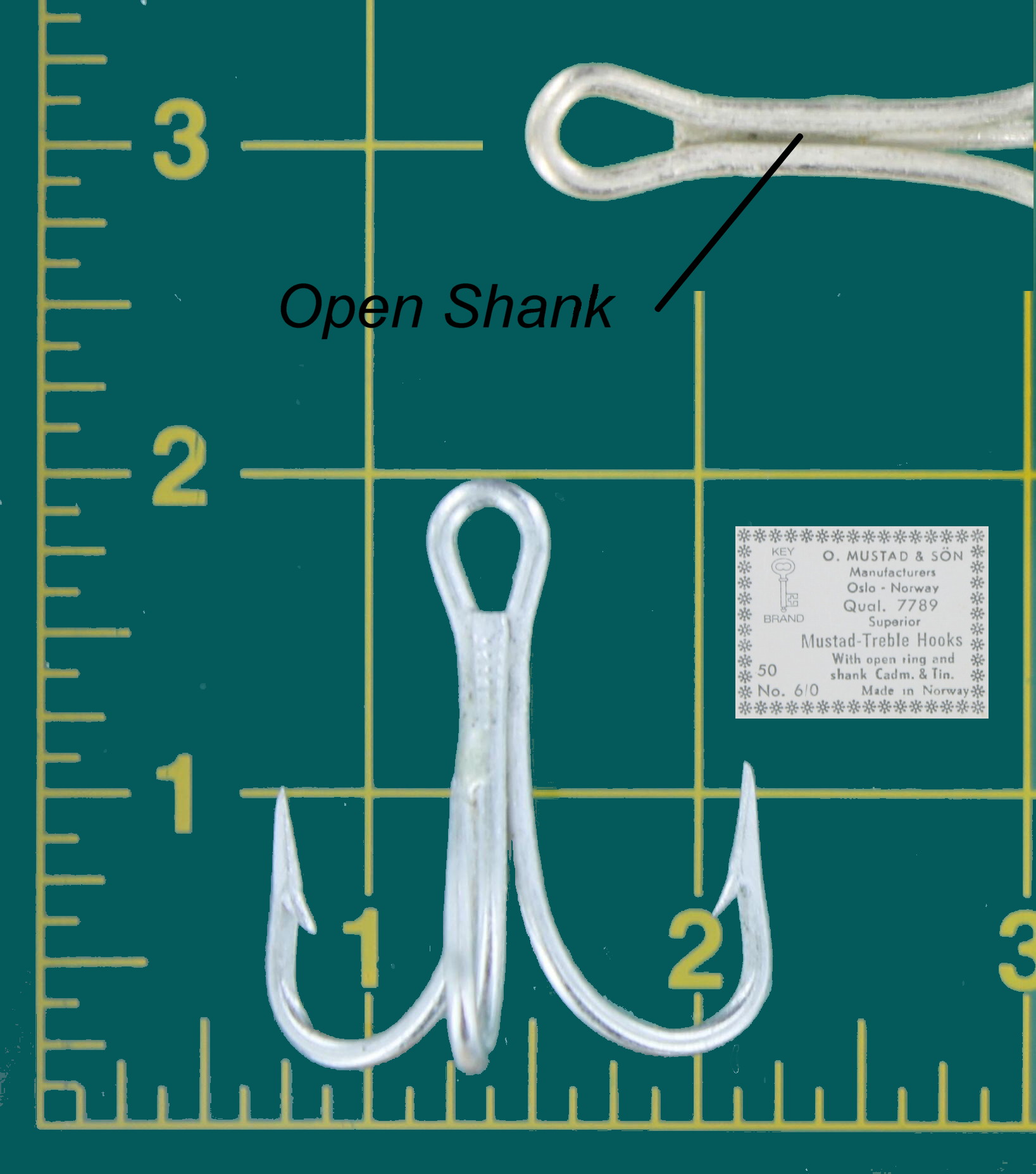 50 Mustad Fishing Hooks Open Shank Treble 7789 Sz 6/0