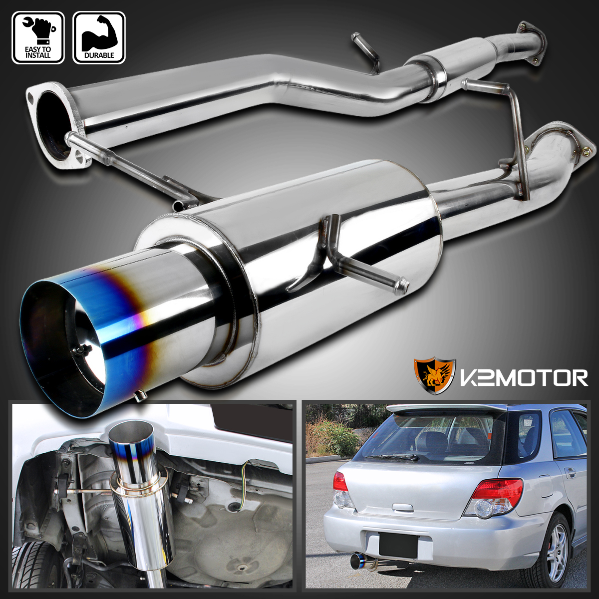 0207 Impreza WRX STI 3" Catback Exhaust 4.5" Titanium Style Slant
