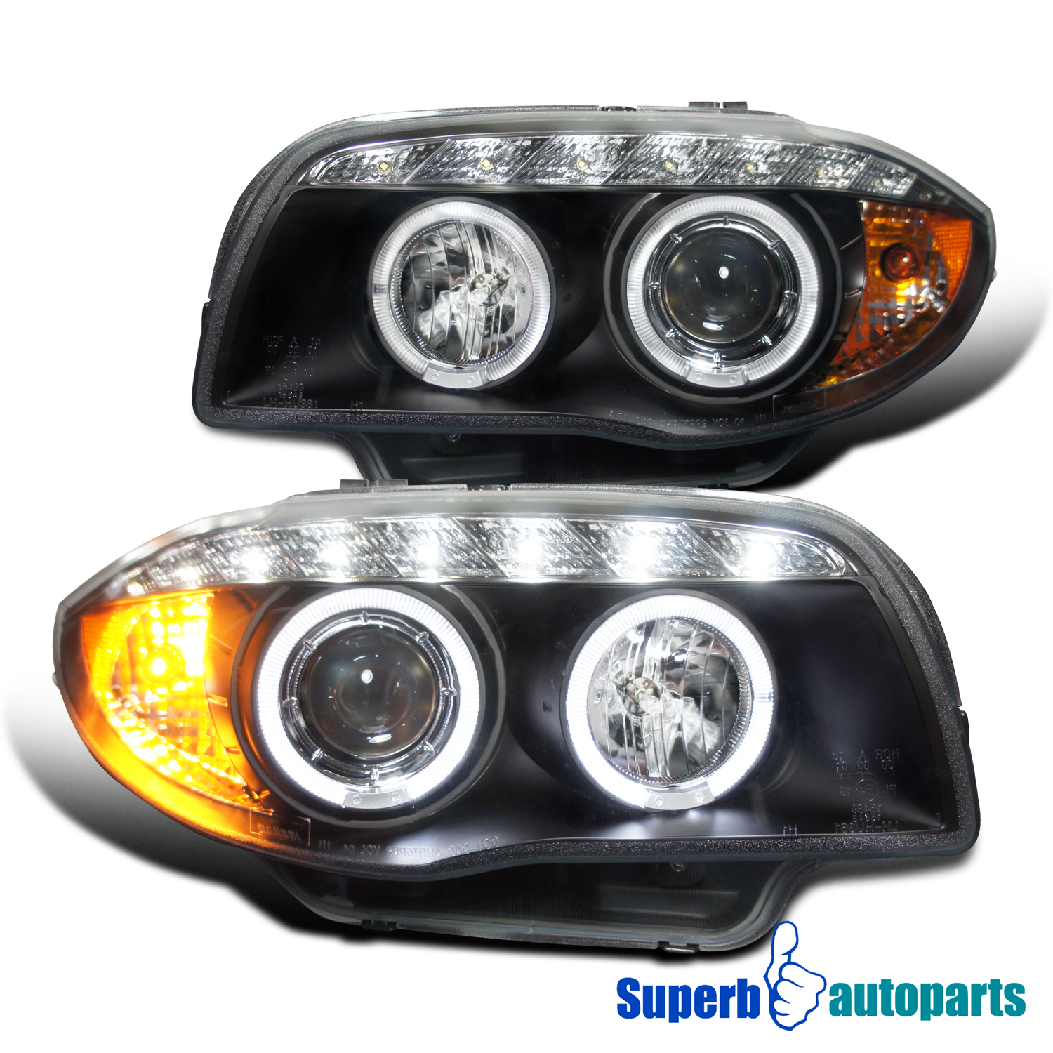 20072013 BMW E82 E88 128i 135i Halo Led Projector Headlight Black