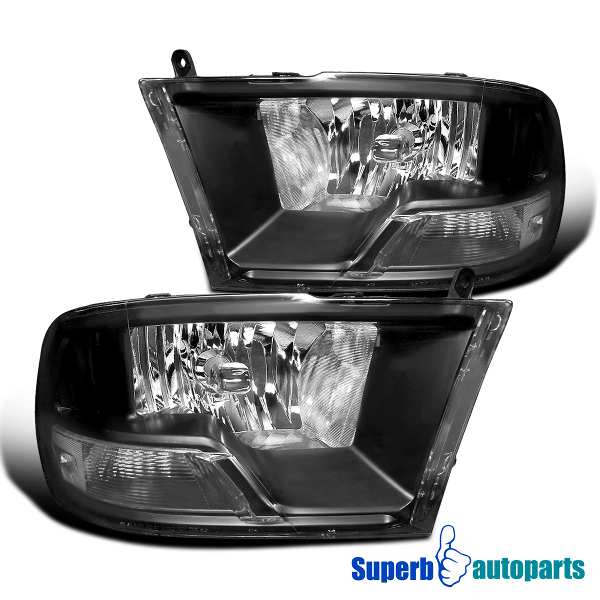 2009 2014 Dodge RAM 1500 2500 3500 Crystal Headlight Clear Head Lamps