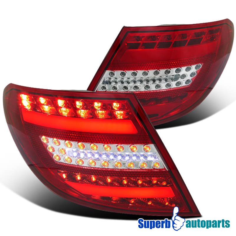 20082011 Mercedes CClass C300 C350 LED Brake Signal Tail Lights Red/Clear eBay