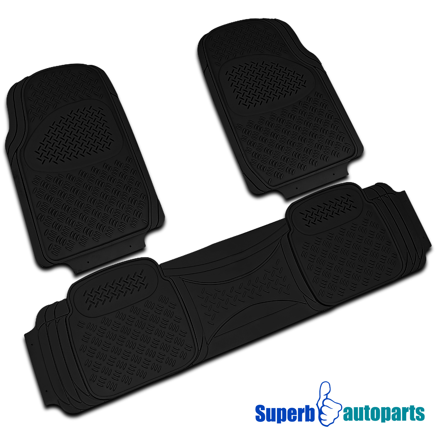 Full Set Black Front+Rear All Weather Heavy Duty Rubber Floor Mats