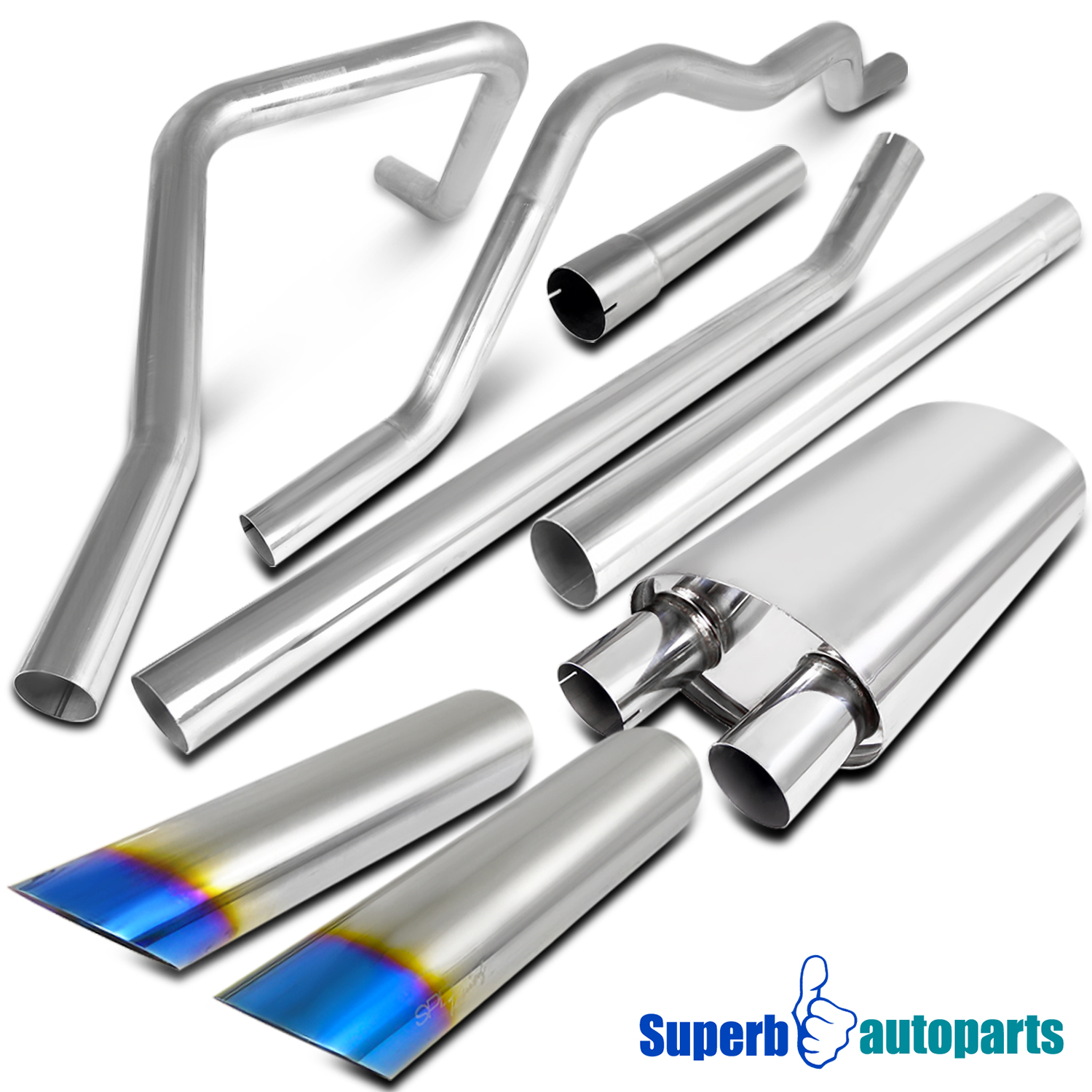 20042008 Ford F150 Catback Exhaust System Burnt Titanium Tip Muffler