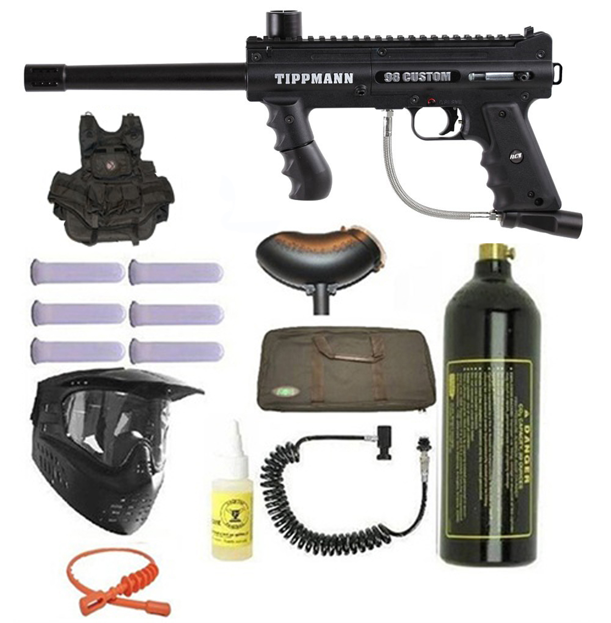 Tippmann 98 Custom Ultra Paintball Marker Gun 3Skull Vest Sniper Set eBay