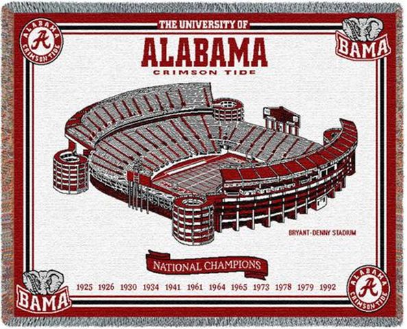 Alabama Crimson Tide Bama Throw Blanket Woven Afghan Tapestry