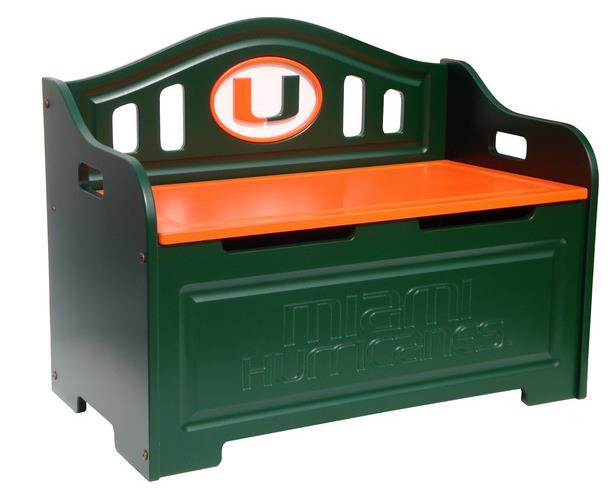University of Miami Hurricanes Kids Furniture Storage Toy Bench