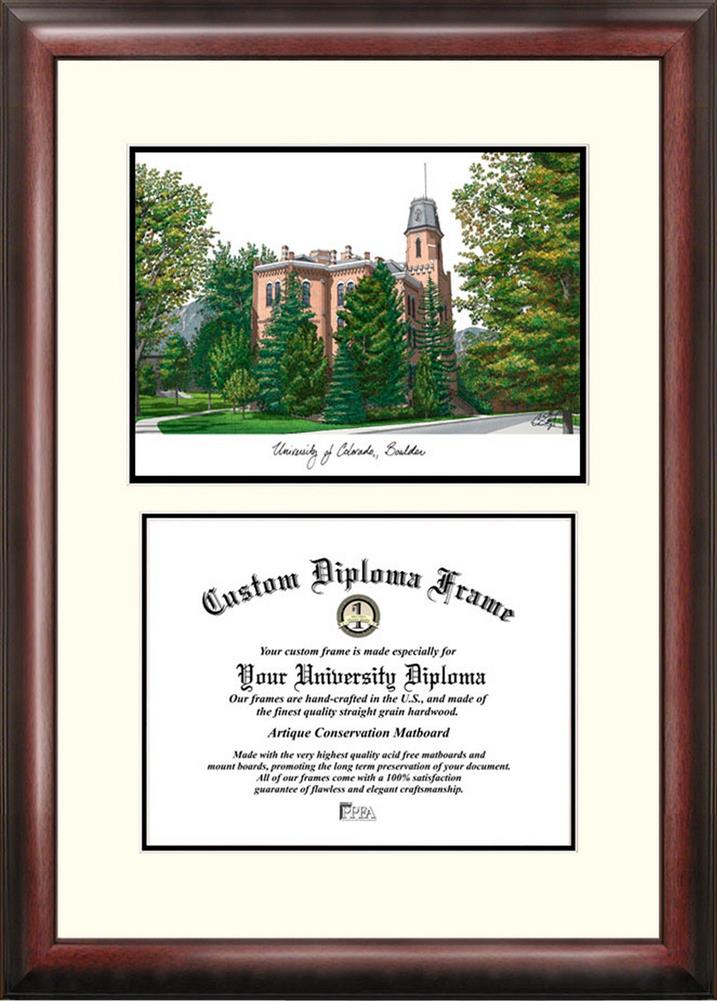 University of Colorado Buffaloes Mahogany Diploma Frame & Lithograph