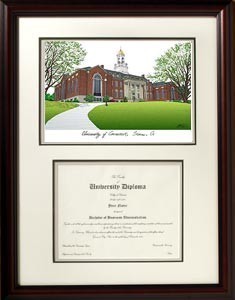 UCONN Connecticut Huskies Mahogany Diploma Frame & Lithograph