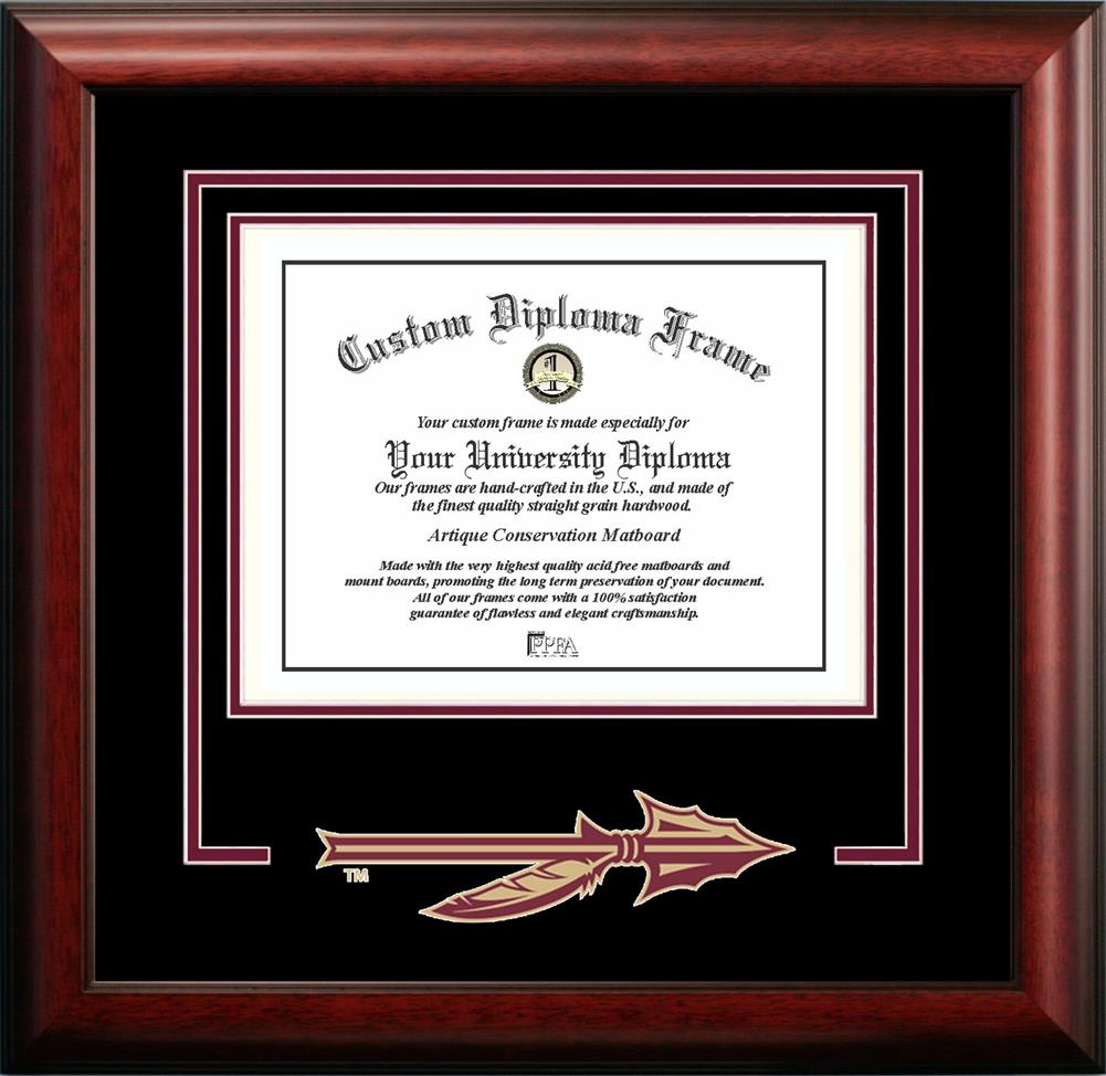 FSU Florida State University Matted Diploma With Mahogany Frame