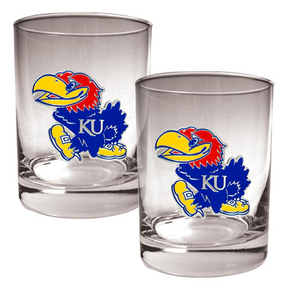 Kansas Jayhawks KU Rock Glass Set of Two
