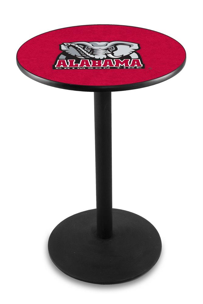 Alabama Crimson Tide Pub Table With Black Base and Chrome Edge